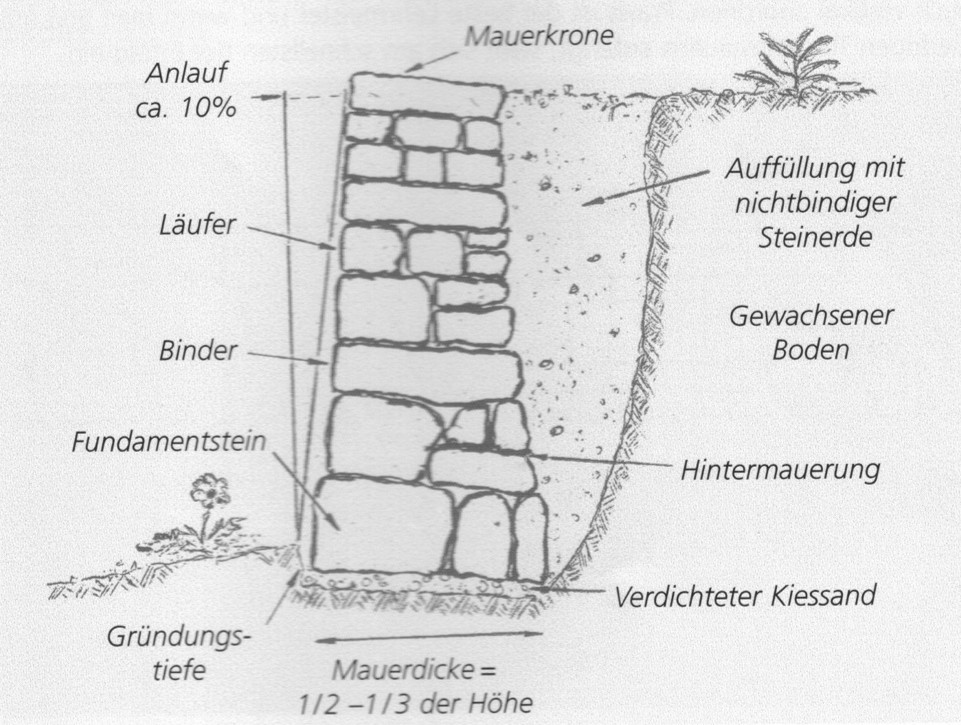 Trockenmauern an der Bergstraße - Maueraufbau - Jahreszeiten regional erleben